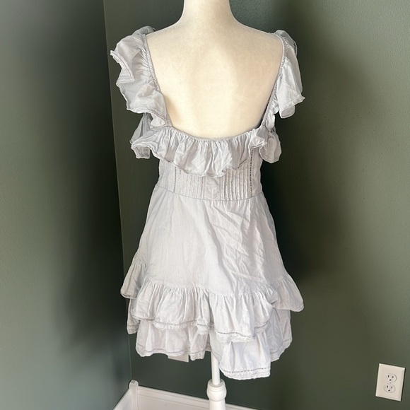 Lovers + Friends Edwin Mini Dress Ice Blue Ruffle Button - Picture 8 of 15